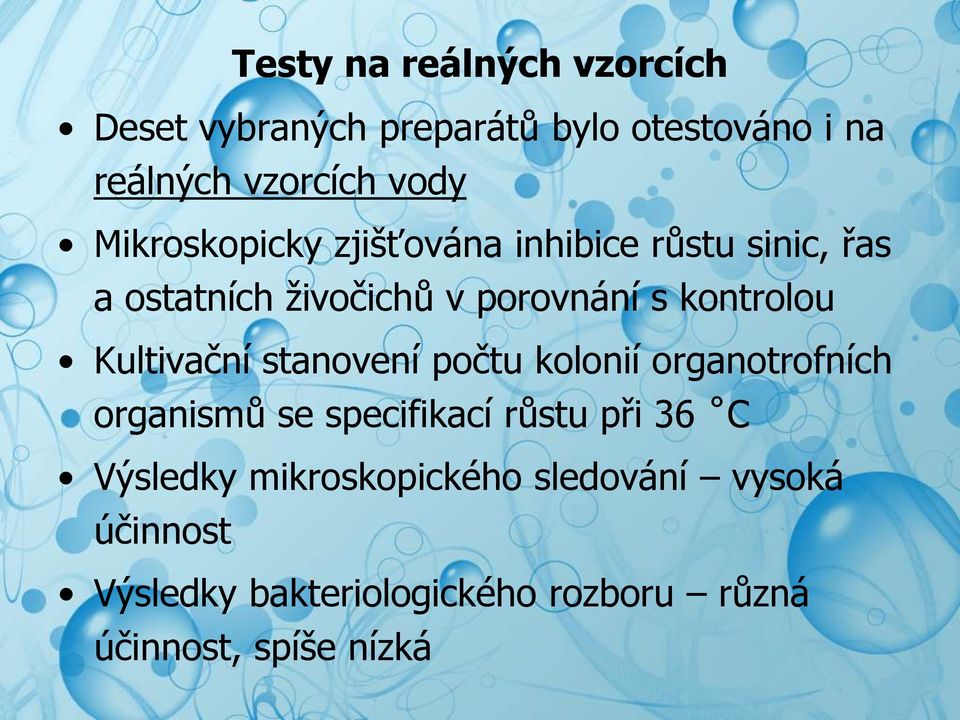 Kultivační stanovení počtu kolonií organotrofních organismů se specifikací růstu při 36 C Výsledky