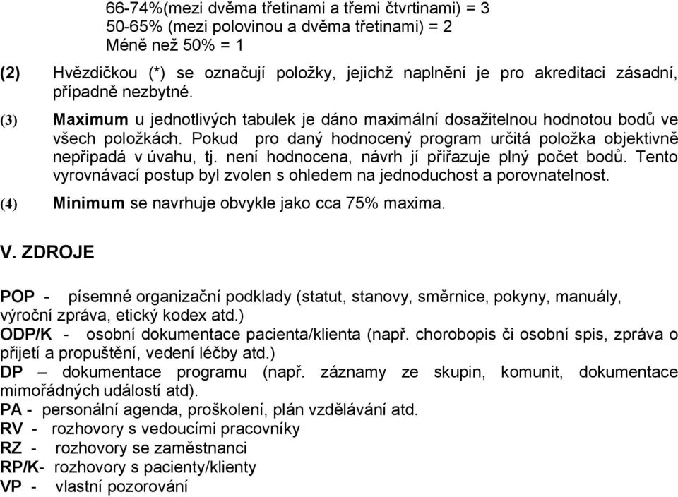 není hodnocena, návrh jí přiřazuje plný počet bodů. Tento vyrovnávací postup byl zvolen s ohledem na jednoduchost a porovnatelnost. (4) Minimum se navrhuje obvykle jako cca 75% maxima. V.