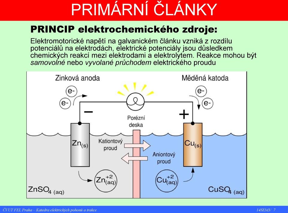 potenciály jsou důsledkem chemických reakcí mezi elektrodami a elektrolytem.