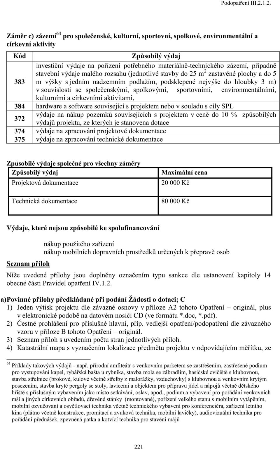 případně stavební výdaje malého rozsahu (jednotlivé stavby do 25 m 2 zastavěné plochy a do 5 383 m výšky s jedním nadzemním podlažím, podsklepené nejvýše do hloubky 3 m) v souvislosti se