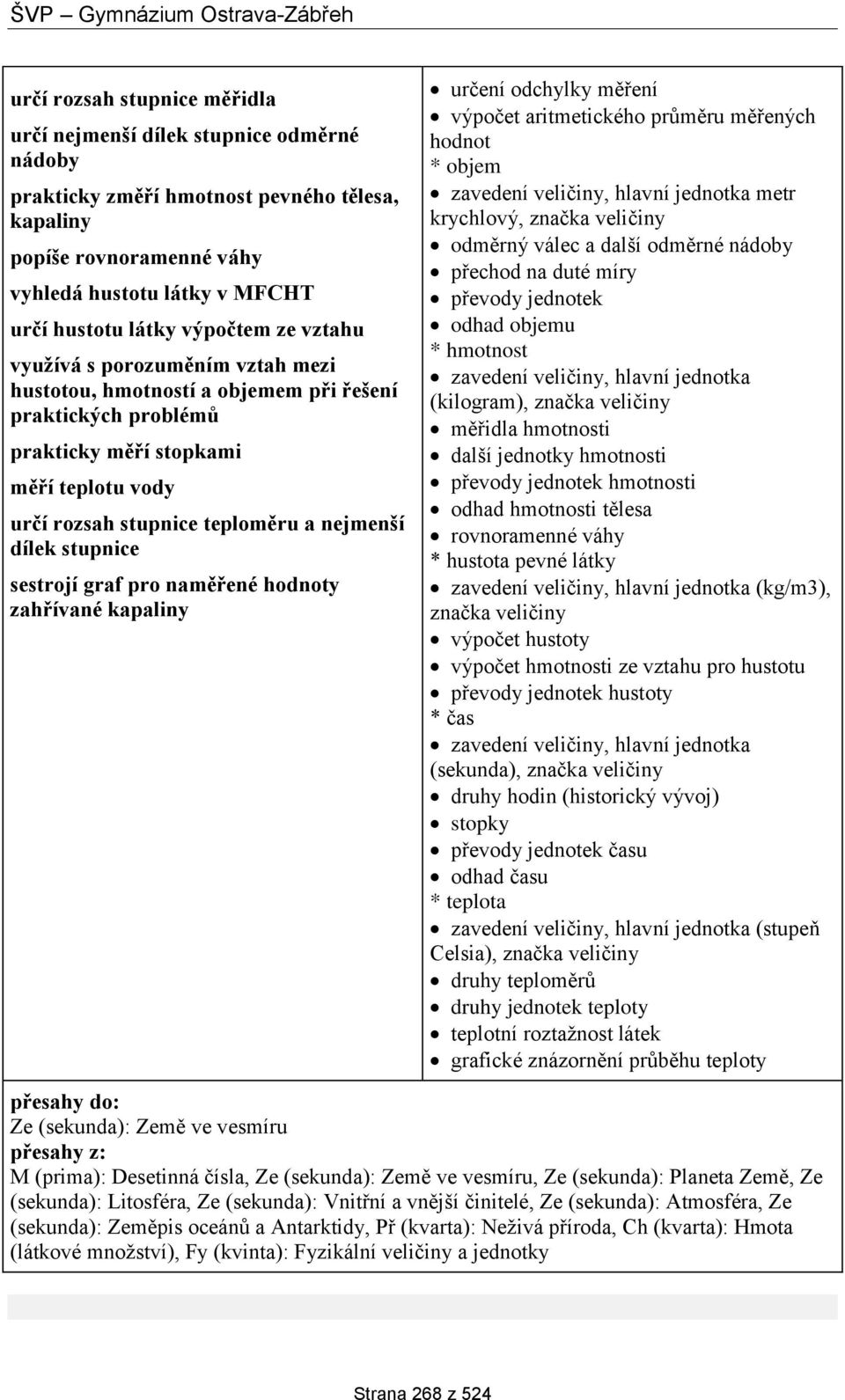 dílek stupnice sestrojí graf pro naměřené hodnoty zahřívané kapaliny určení odchylky měření výpočet aritmetického průměru měřených hodnot * objem zavedení veličiny, hlavní jednotka metr krychlový,