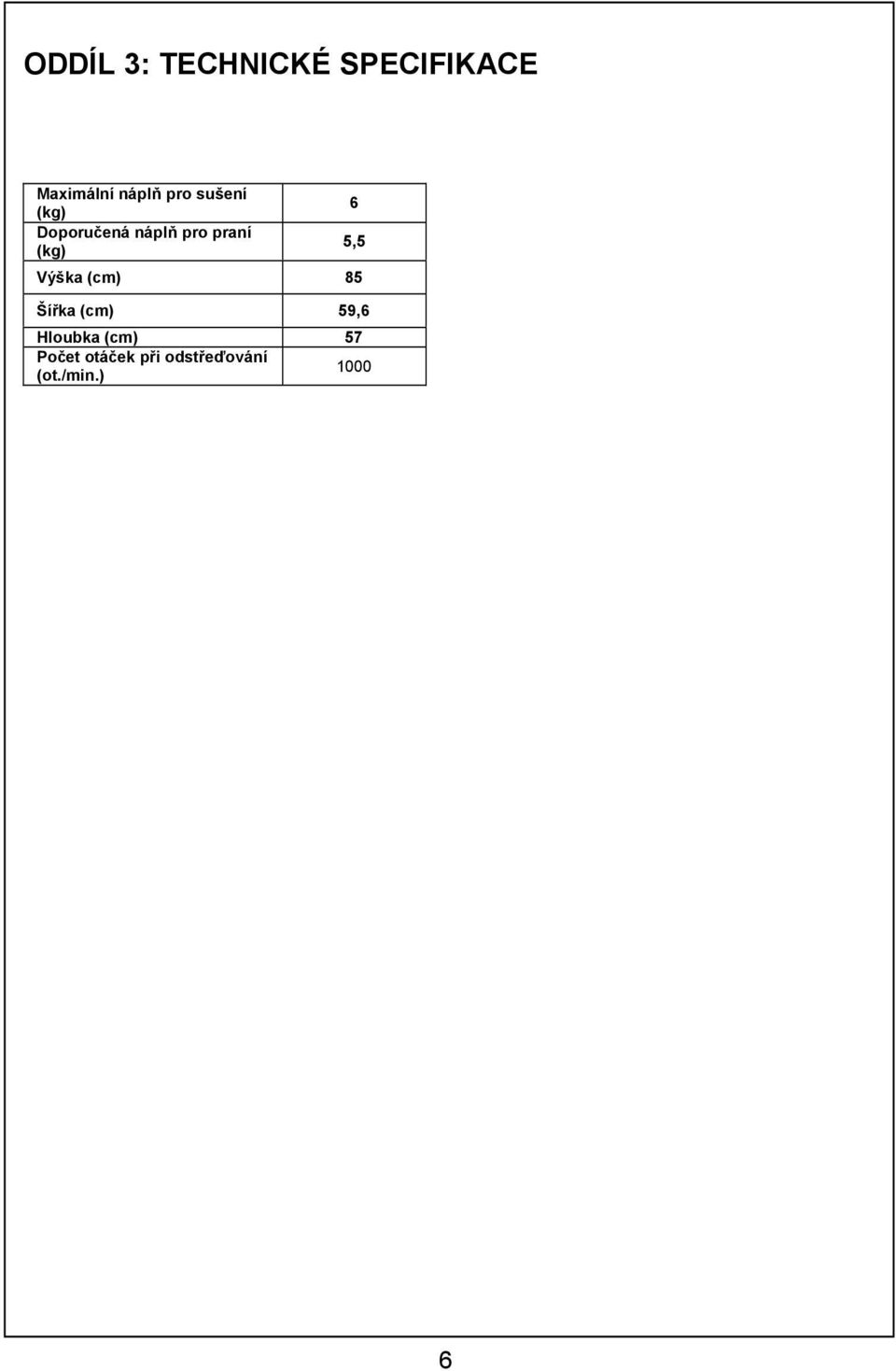 6 5,5 Výška (cm) 85 Šířka (cm) 59,6 Hloubka (cm)