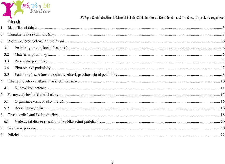 .. 8 4 Cíle zájmového vzdělávání ve školní družině... 10 4.1 Klíčové kompetence... 11 5 Formy vzdělávání školní družiny... 15 5.