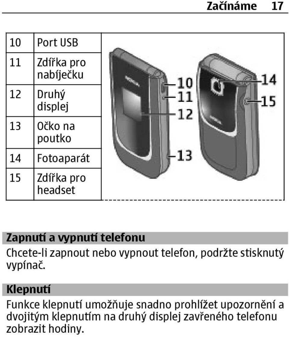 vypnout telefon, podržte stisknutý vypínač.