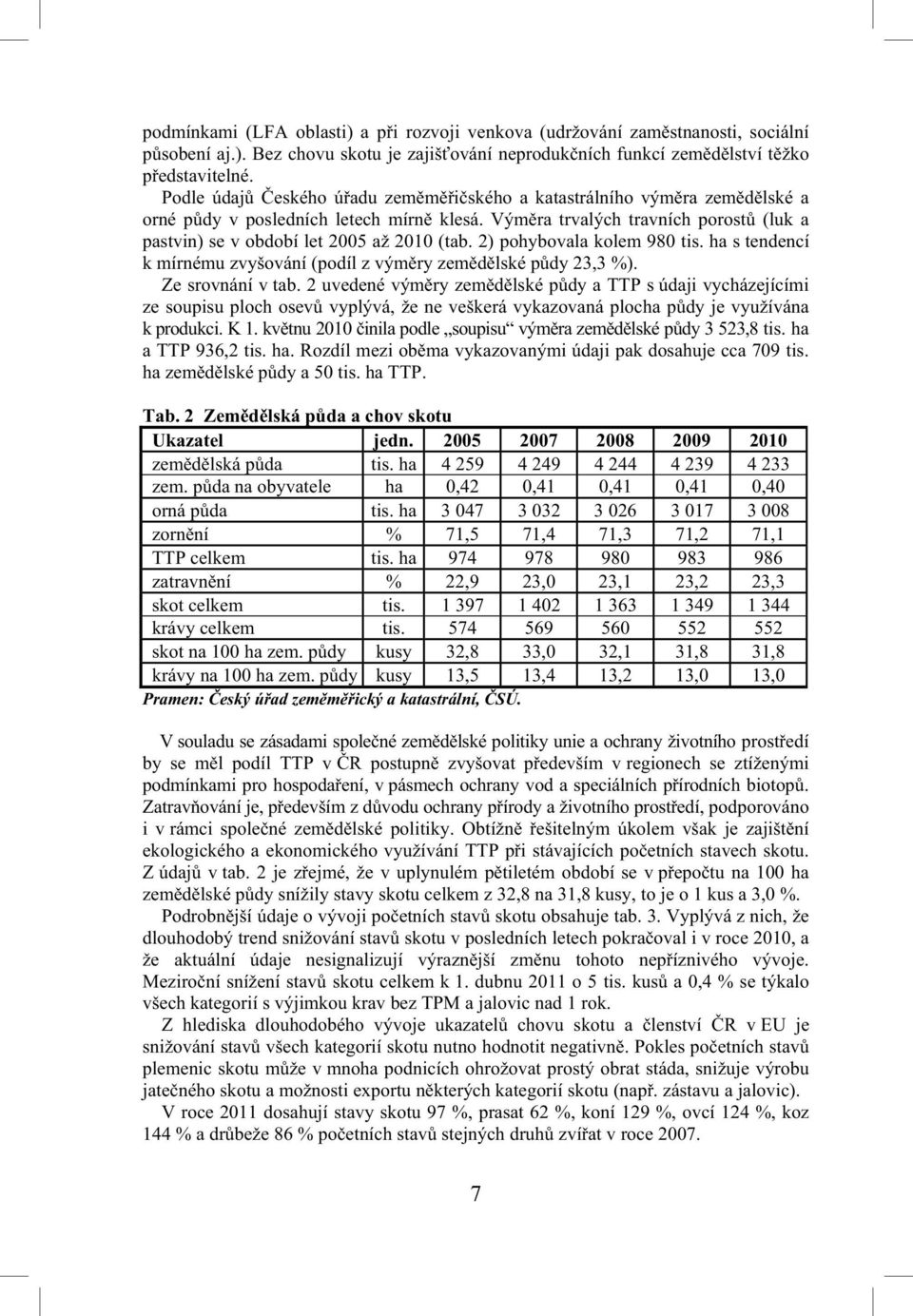 2) pohybovala kolem 980 tis. ha s tendencí k mírnému zvyšování (podíl z vým ry zem d lské p dy 23,3 %). Ze srovnání v tab.