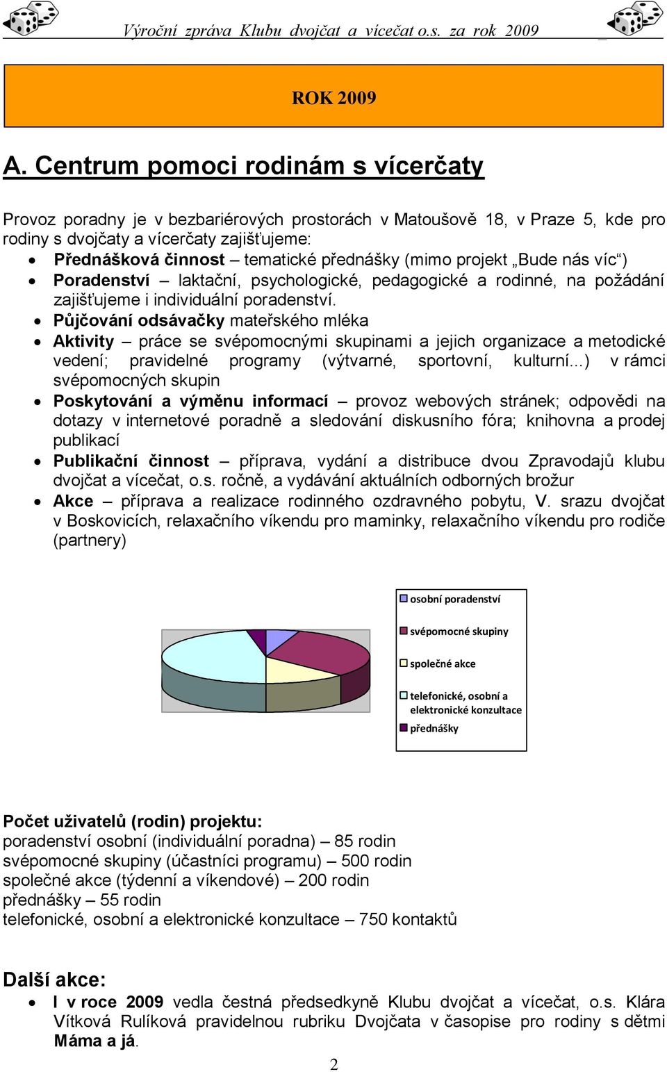 (mimo projekt Bude nás víc ) Poradenství laktační, psychologické, pedagogické a rodinné, na požádání zajišťujeme i individuální poradenství.