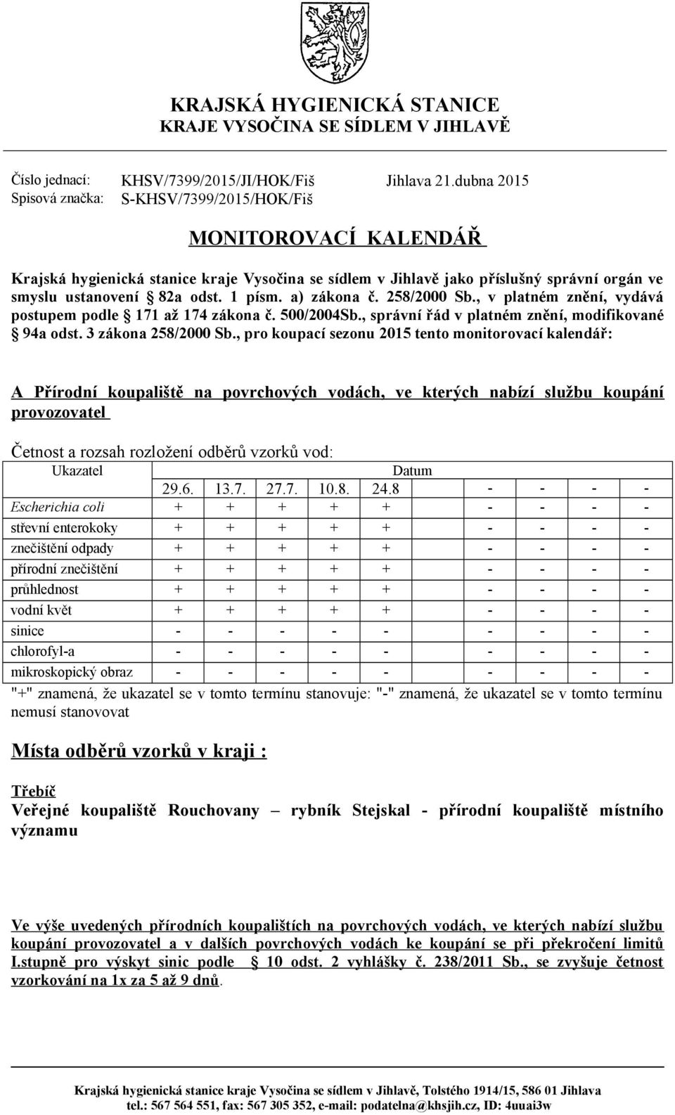 1 písm. a) zákona č. 258/2000 Sb., v platném znění, vydává postupem podle 171 až 174 zákona č. 500/2004Sb., správní řád v platném znění, modifikované 94a odst. 3 zákona 258/2000 Sb.