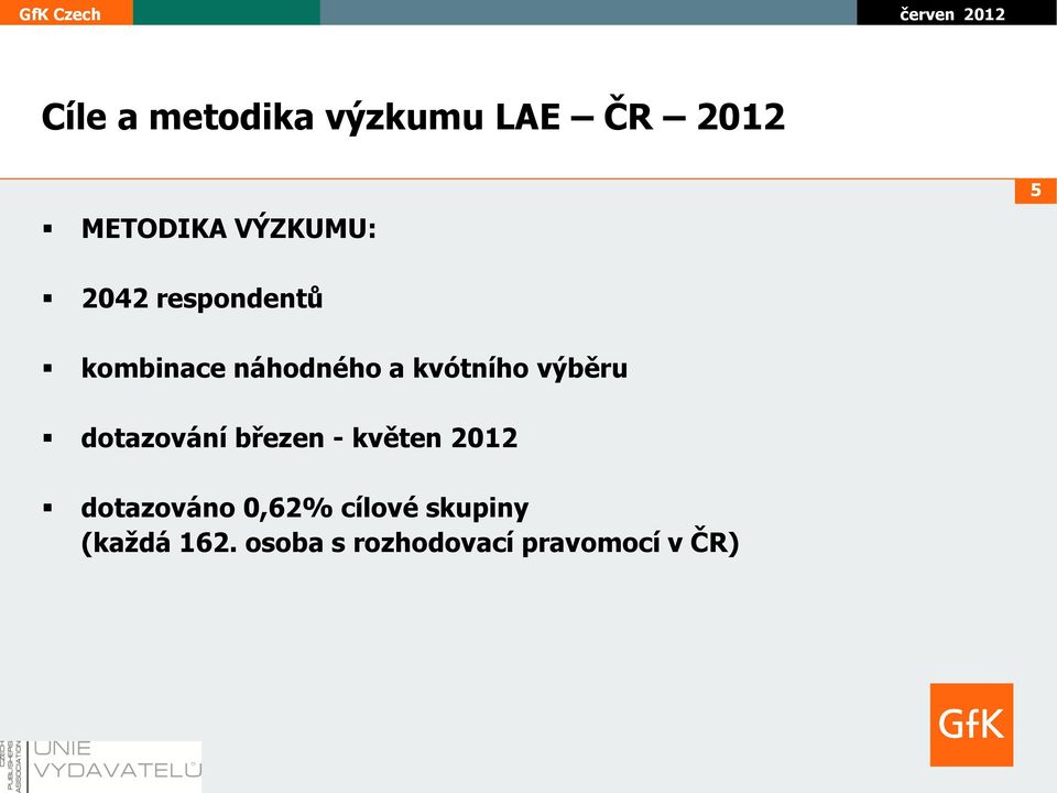 dotazování březen - květen 2012 dotazováno 0,62% cílové