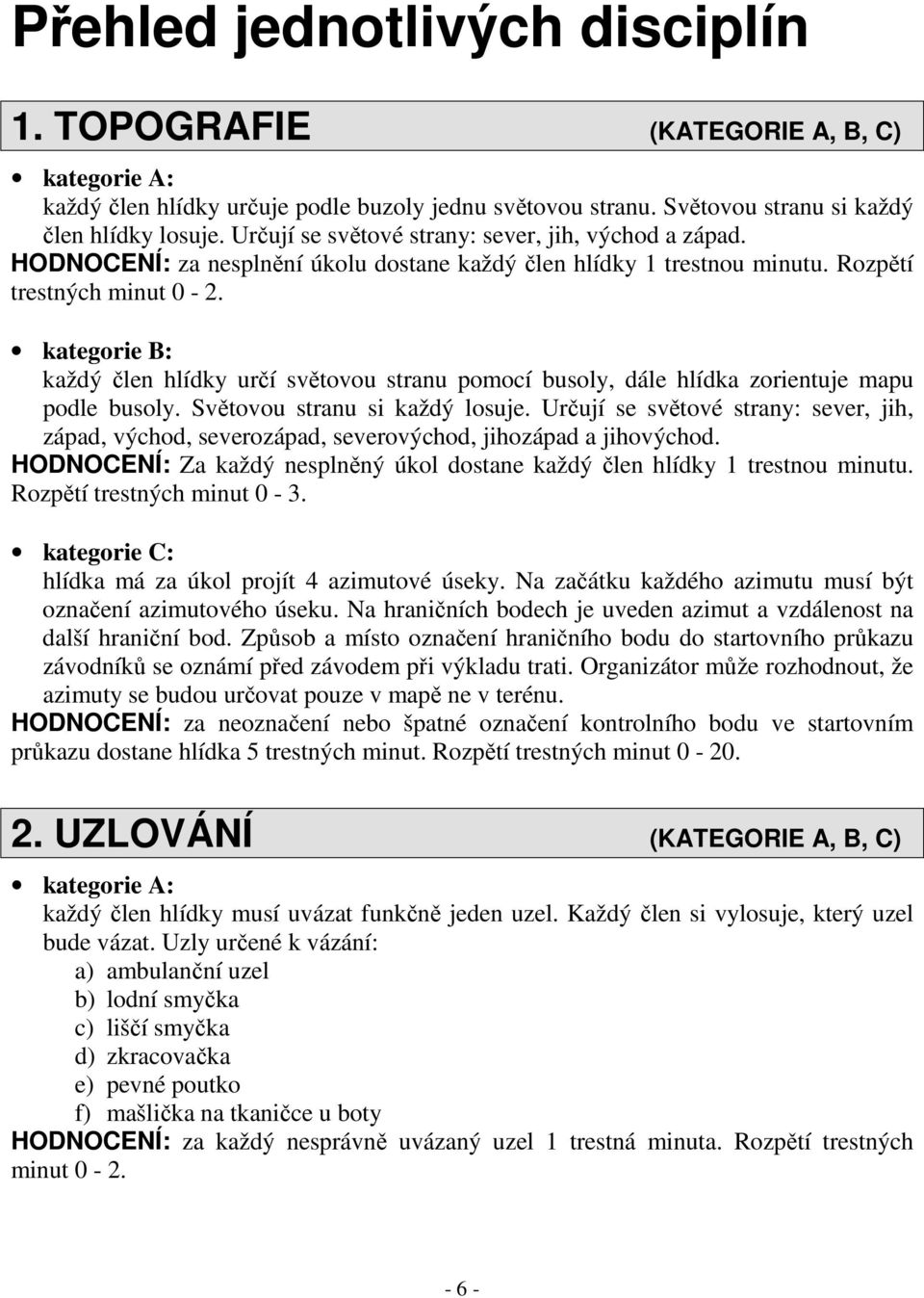 kategorie B: každý člen hlídky určí světovou stranu pomocí busoly, dále hlídka zorientuje mapu podle busoly. Světovou stranu si každý losuje.