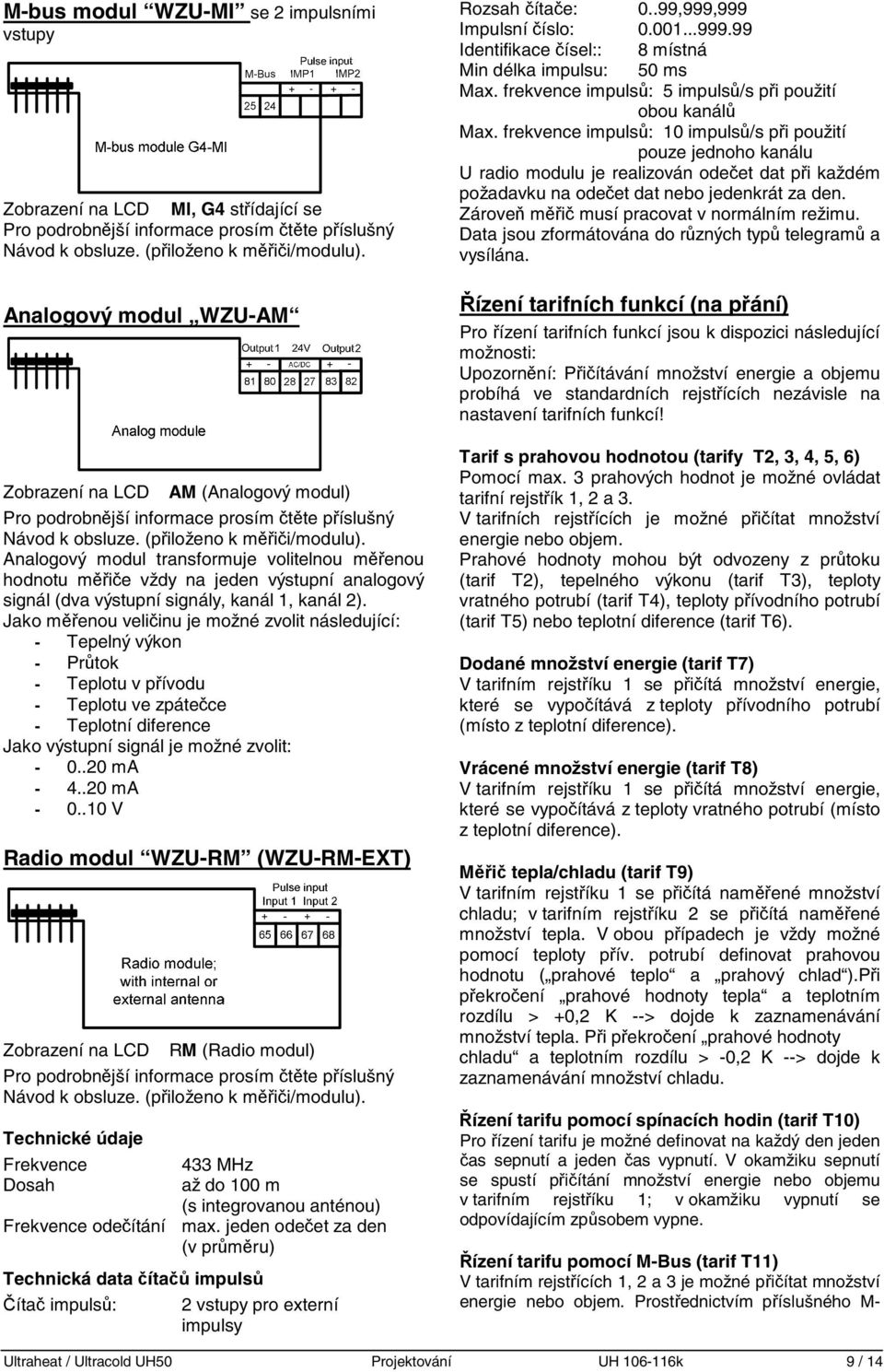 Analogový modul transformuje volitelnou měřenou hodnotu měřiče vždy na jeden výstupní analogový signál (dva výstupní signály, kanál 1, kanál 2).