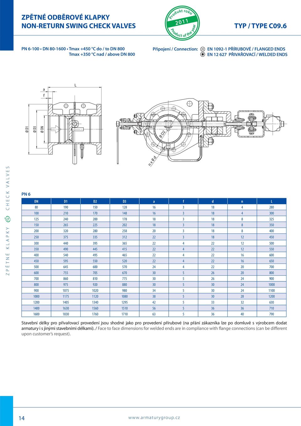 / WELDED ENDS a f L 0 D1 0 D3 0 DN 0 D2 PN 6 DN D1 D2 D3 a f d n L 80 190 150 128 16 3 18 4 280 100 210 170 148 16 3 18 4 300 125 240 200 178 18 3 18 8 325 150 265 225 202 18 3 18 8 350 200 320 280