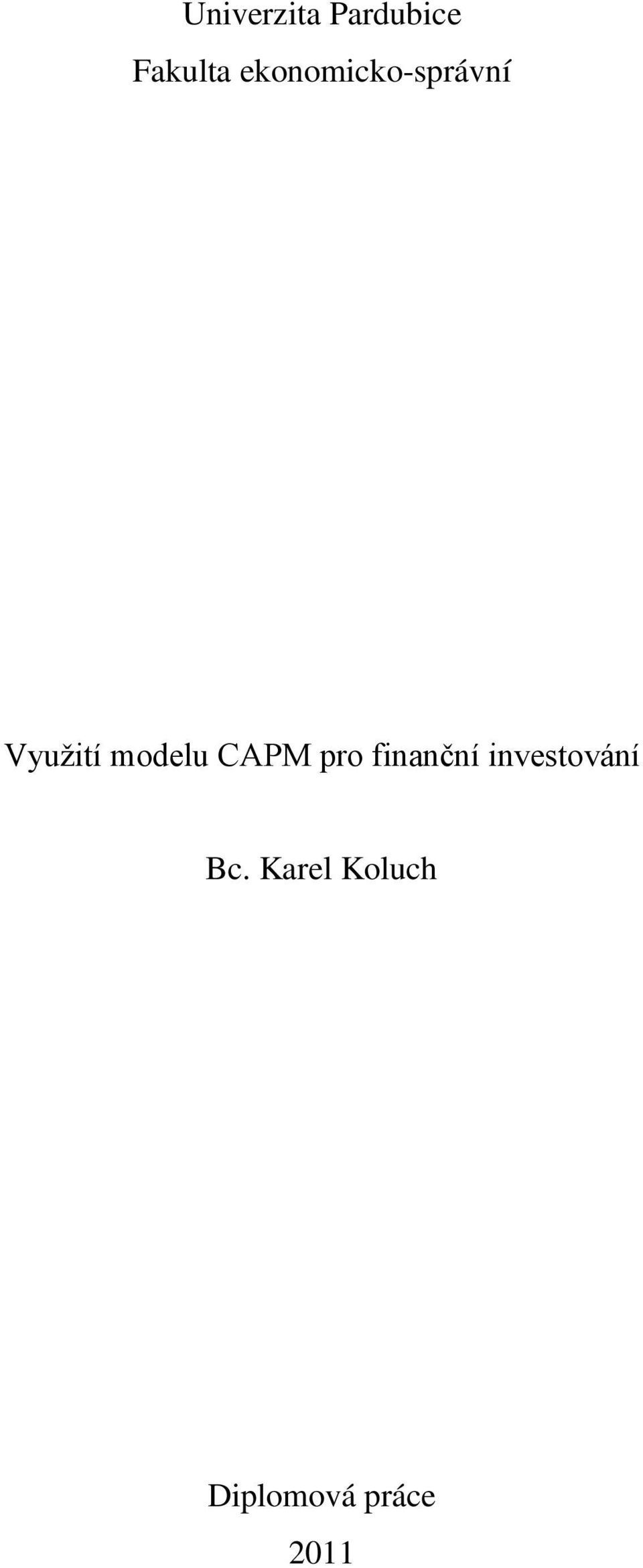 modelu CAPM pro finanční
