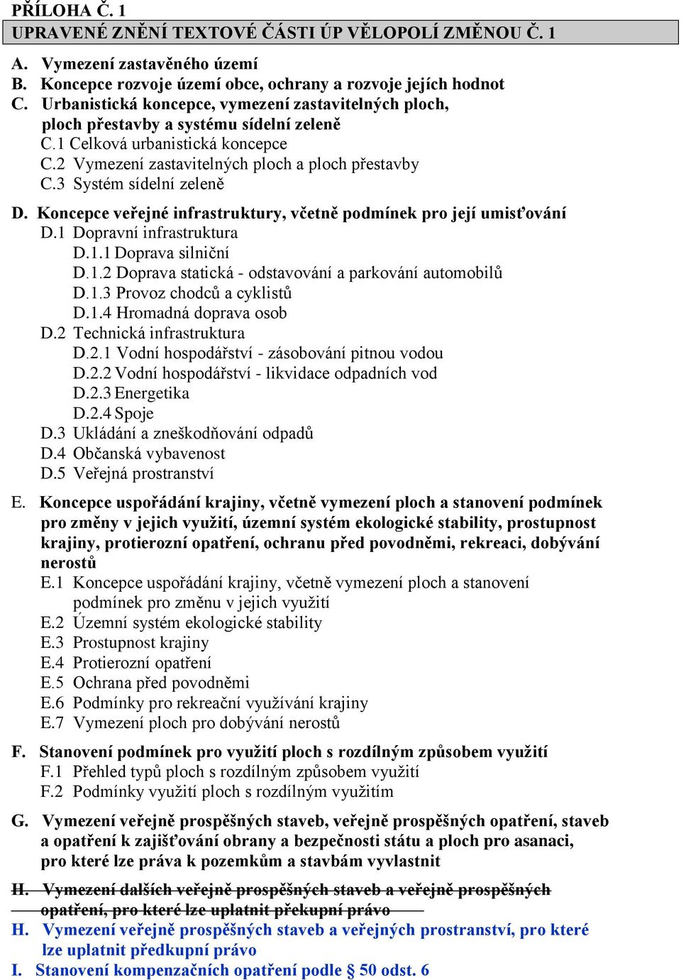 3 Systém sídelní zeleně D. Koncepce veřejné infrastruktury, včetně podmínek pro její umisťování D.1 Dopravní infrastruktura D.1.1 Doprava silniční D.1.2 Doprava statická - odstavování a parkování automobilů D.