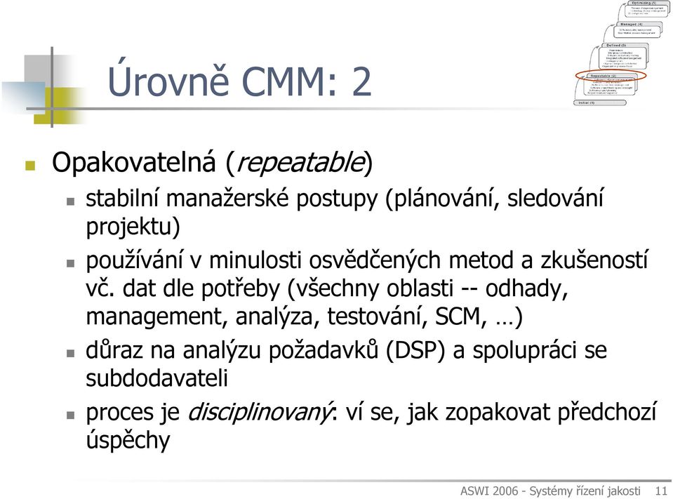 dat dle potřeby (všechny oblasti -- odhady, management, analýza, testování, SCM, ) důraz na analýzu