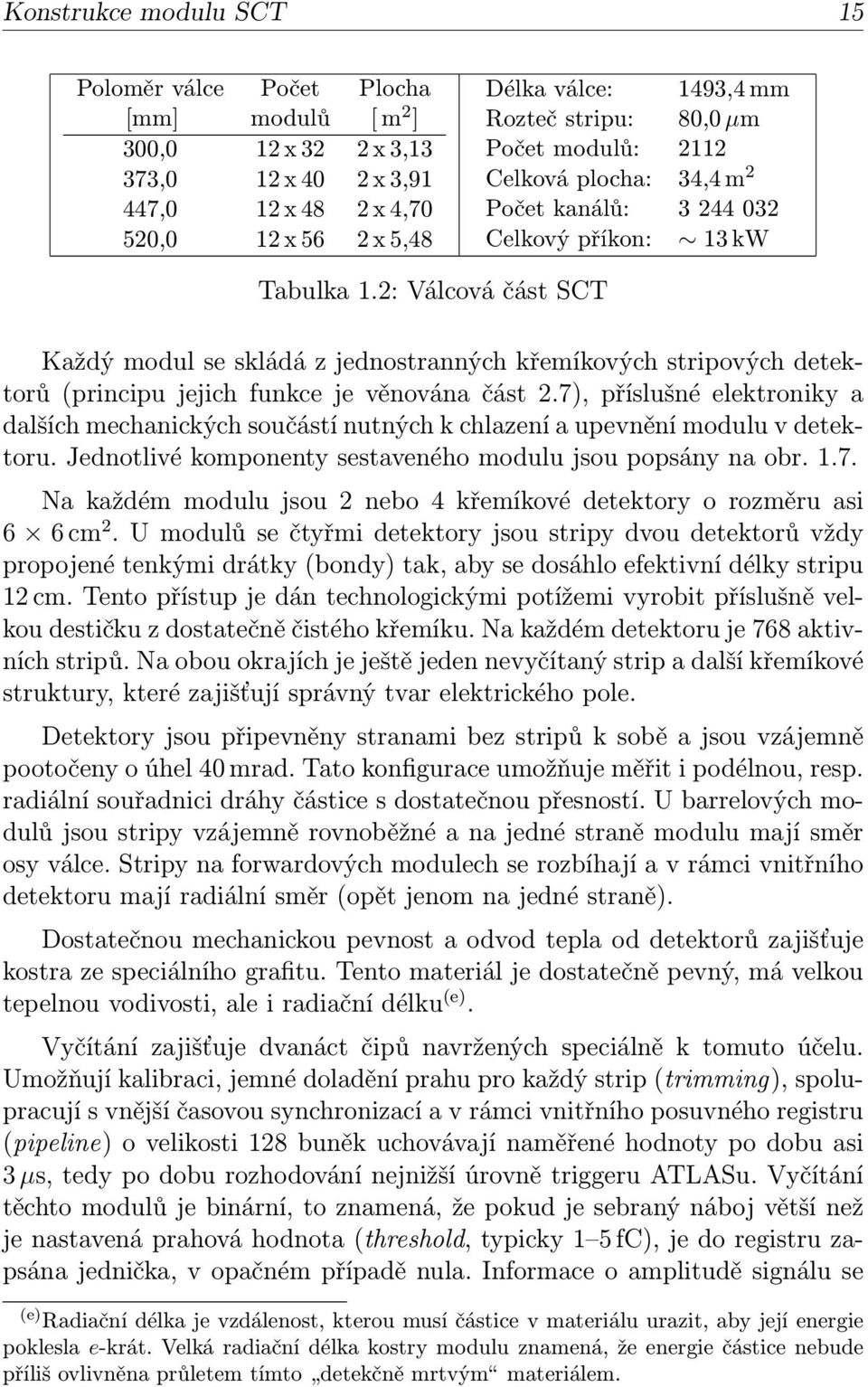 2: Válcová část SCT Každý modul se skládá z jednostranných křemíkových stripových detektorů (principu jejich funkce je věnována část 2.