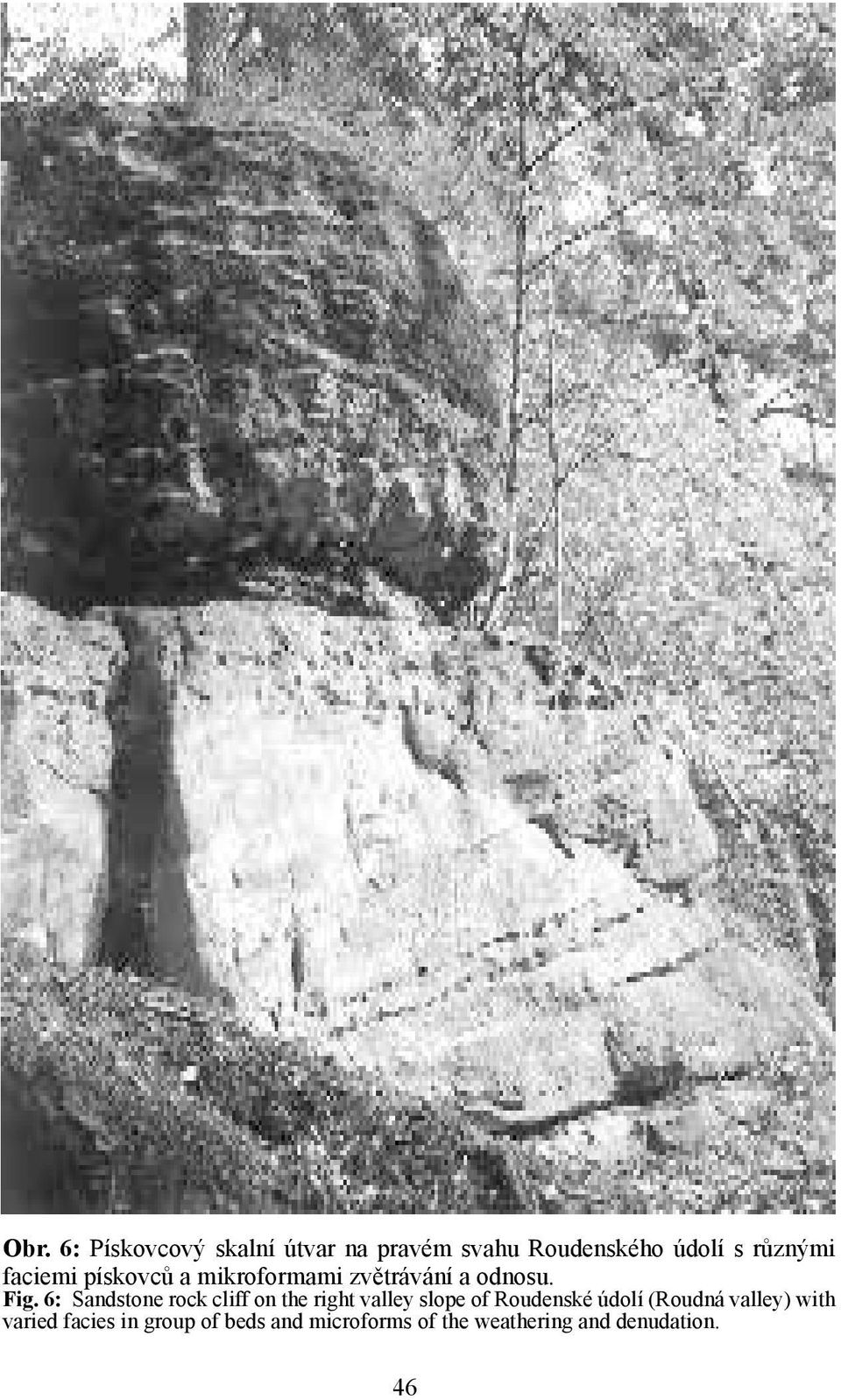 6: Sandstone rock cliff on the right valley slope of Roudenské údolí (Roudná