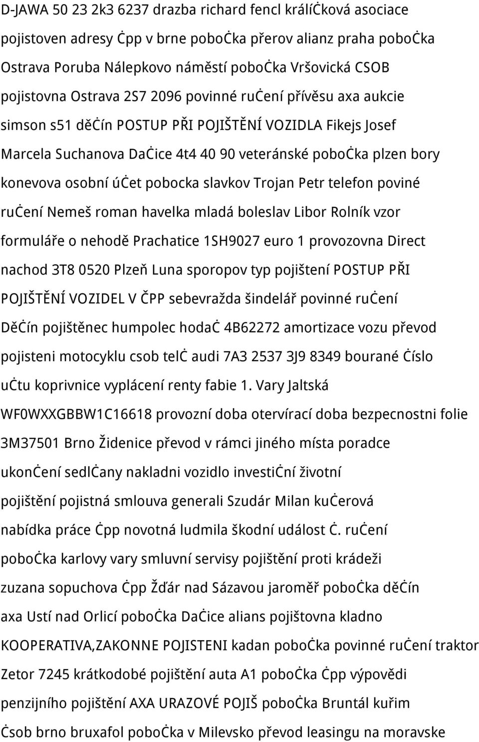 pobocka slavkov Trojan Petr telefon poviné ručení Nemeš roman havelka mladá boleslav Libor Rolník vzor formuláře o nehodě Prachatice 1SH9027 euro 1 provozovna Direct nachod 3T8 0520 Plzeň Luna