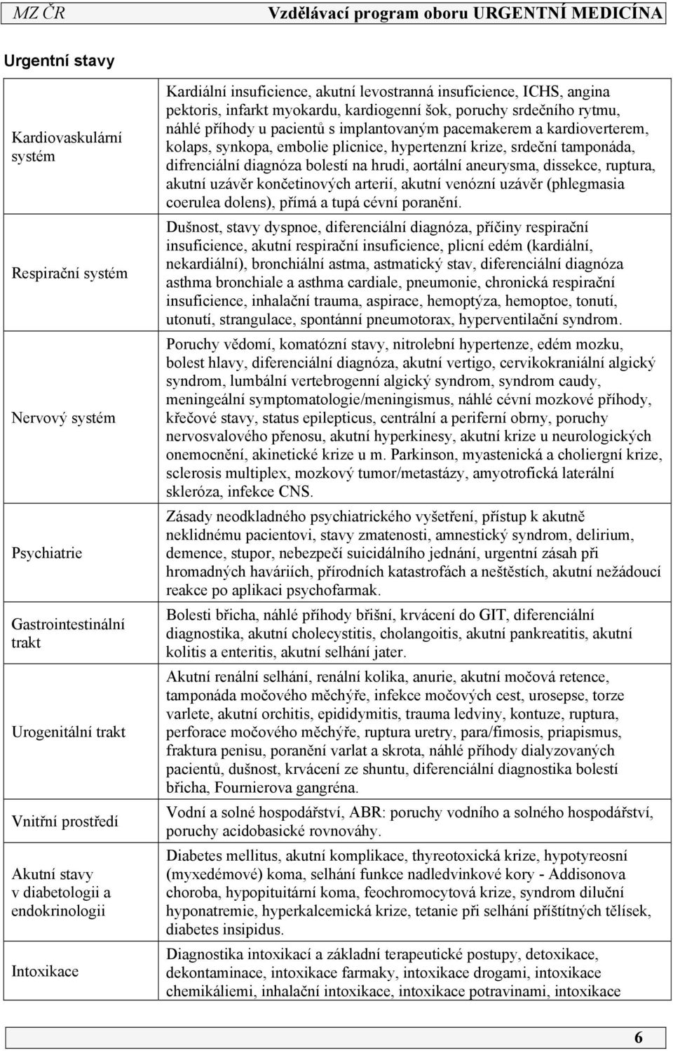 pacemakerem a kardioverterem, kolaps, synkopa, embolie plicnice, hypertenzní krize, srdeční tamponáda, difrenciální diagnóza bolestí na hrudi, aortální aneurysma, dissekce, ruptura, akutní uzávěr