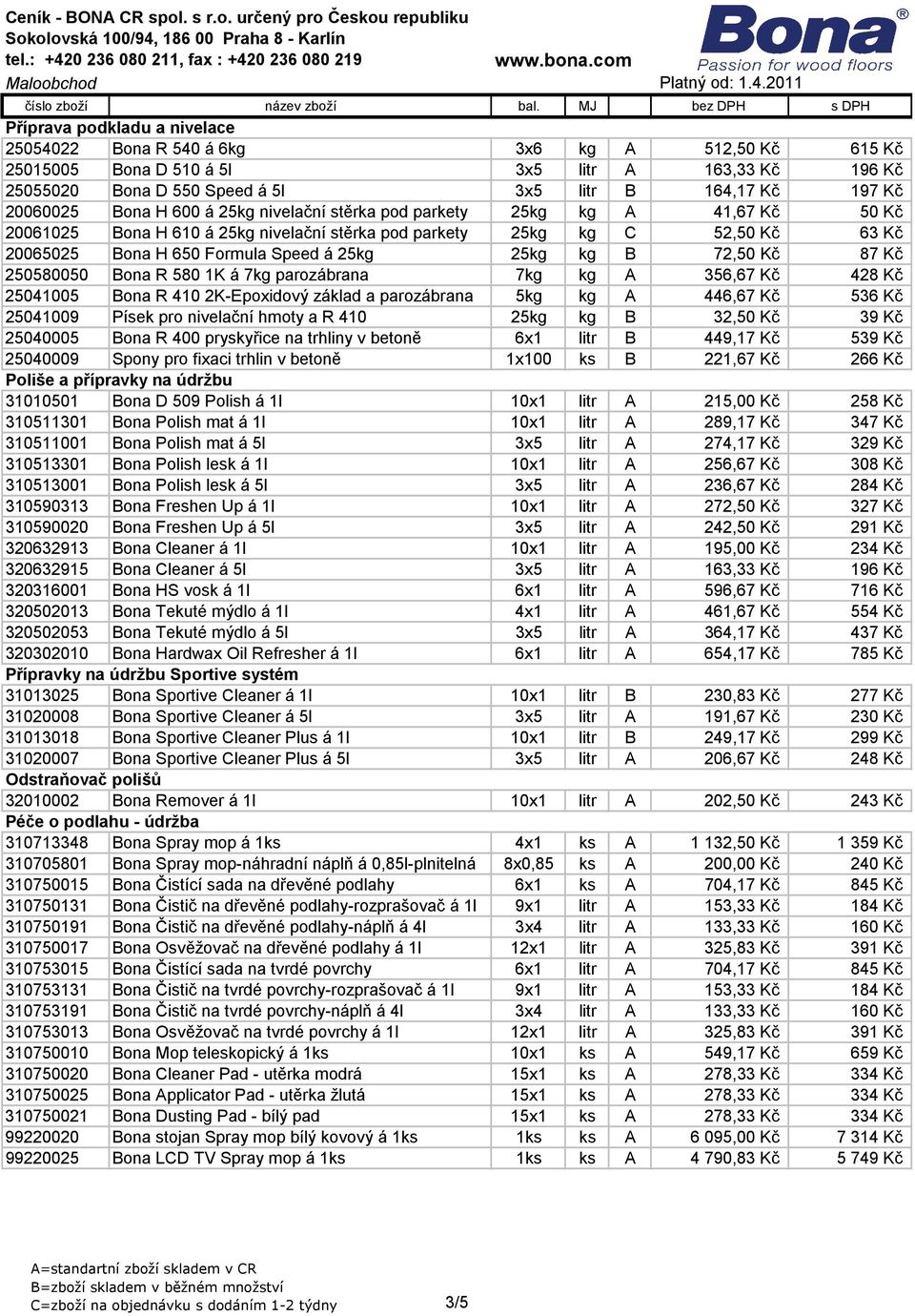 25kg 25kg kg B 72,50 Kč 87 Kč 250580050 Bona R 580 1K á 7kg parozábrana 7kg kg A 356,67 Kč 428 Kč 25041005 Bona R 410 2K-Epoxidový základ a parozábrana 5kg kg A 446,67 Kč 536 Kč 25041009 Písek pro