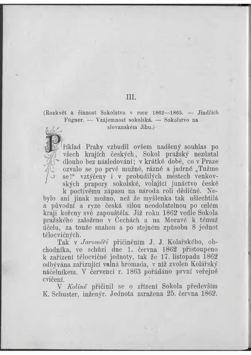 w vztýčeny i v probudilých městech venkovských prapory sokolské, volající junáctvo české k poctivému zápasu na národa roli dědičné.