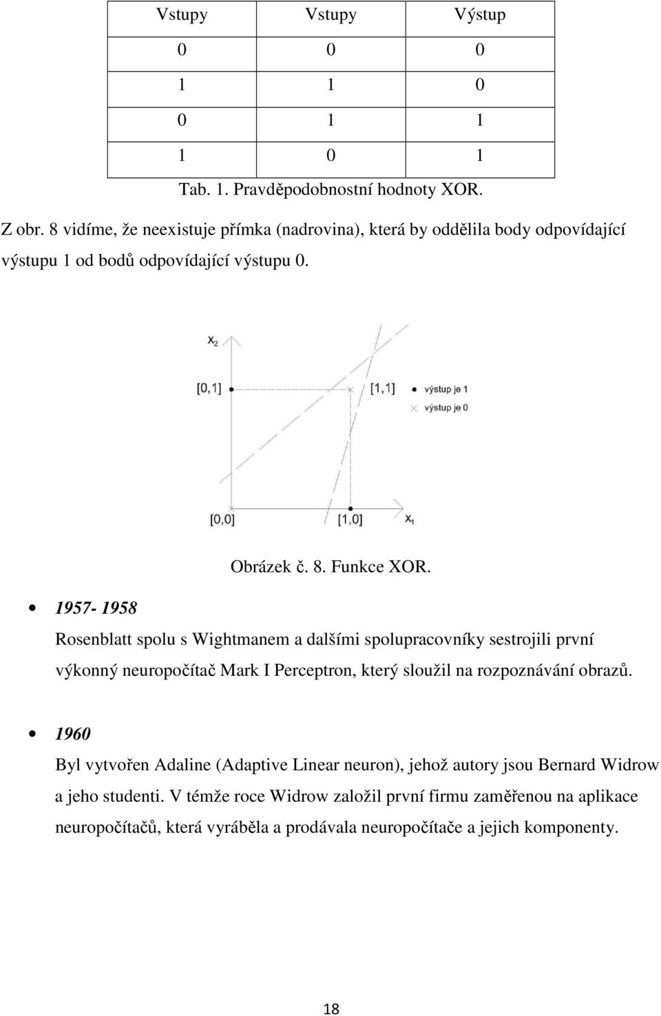 1957-1958 Rosenblatt spolu s Wightmanem a dalšími spolupracovníky sestrojili první výkonný neuropočítač Mark I Perceptron, který sloužil na rozpoznávání obrazů.