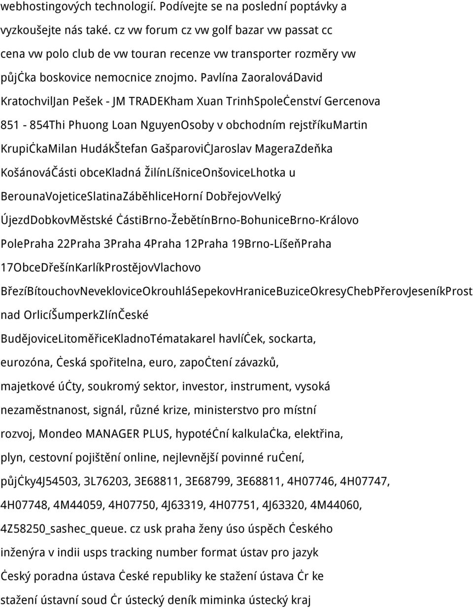 Pavlína ZaoralováDavid KratochvilJan Pešek - JM TRADEKham Xuan TrinhSpolečenství Gercenova 851-854Thi Phuong Loan NguyenOsoby v obchodním rejstříkumartin KrupičkaMilan HudákŠtefan GašparovičJaroslav