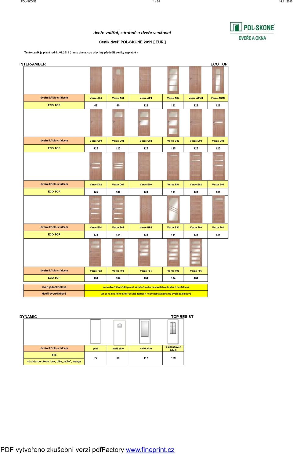 [ EUR ] Tento ceník je planý od 01.