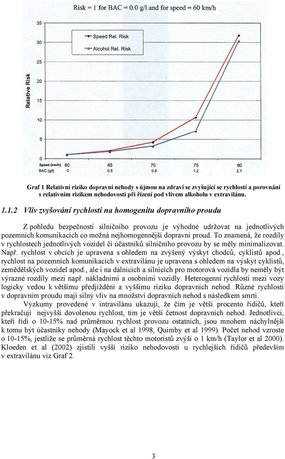 1.2 Vliv zvyšování rychlosti na homogenitu dopravního proudu Z pohledu bezpečnosti silničního provozu je výhodné udržovat na jednotlivých pozemních komunikacích co možná nejhomogennější dopravní