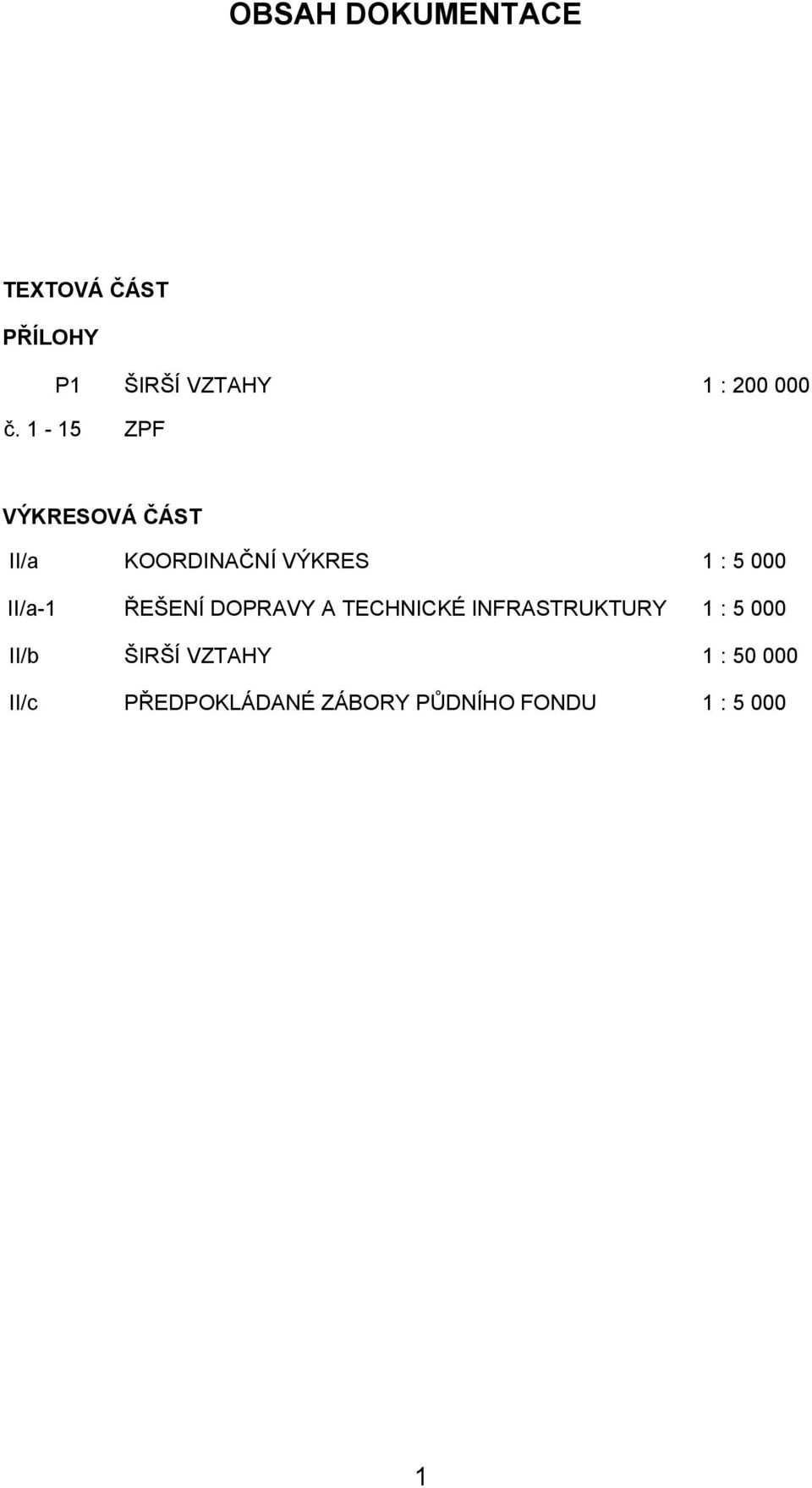 1-15 ZPF VÝᘇ剧 Eᘇ剧OVÁ ČÁᘇ剧T II/a KOORDINAČNÍ VÝKRES 1 : 5 000 II/a-1