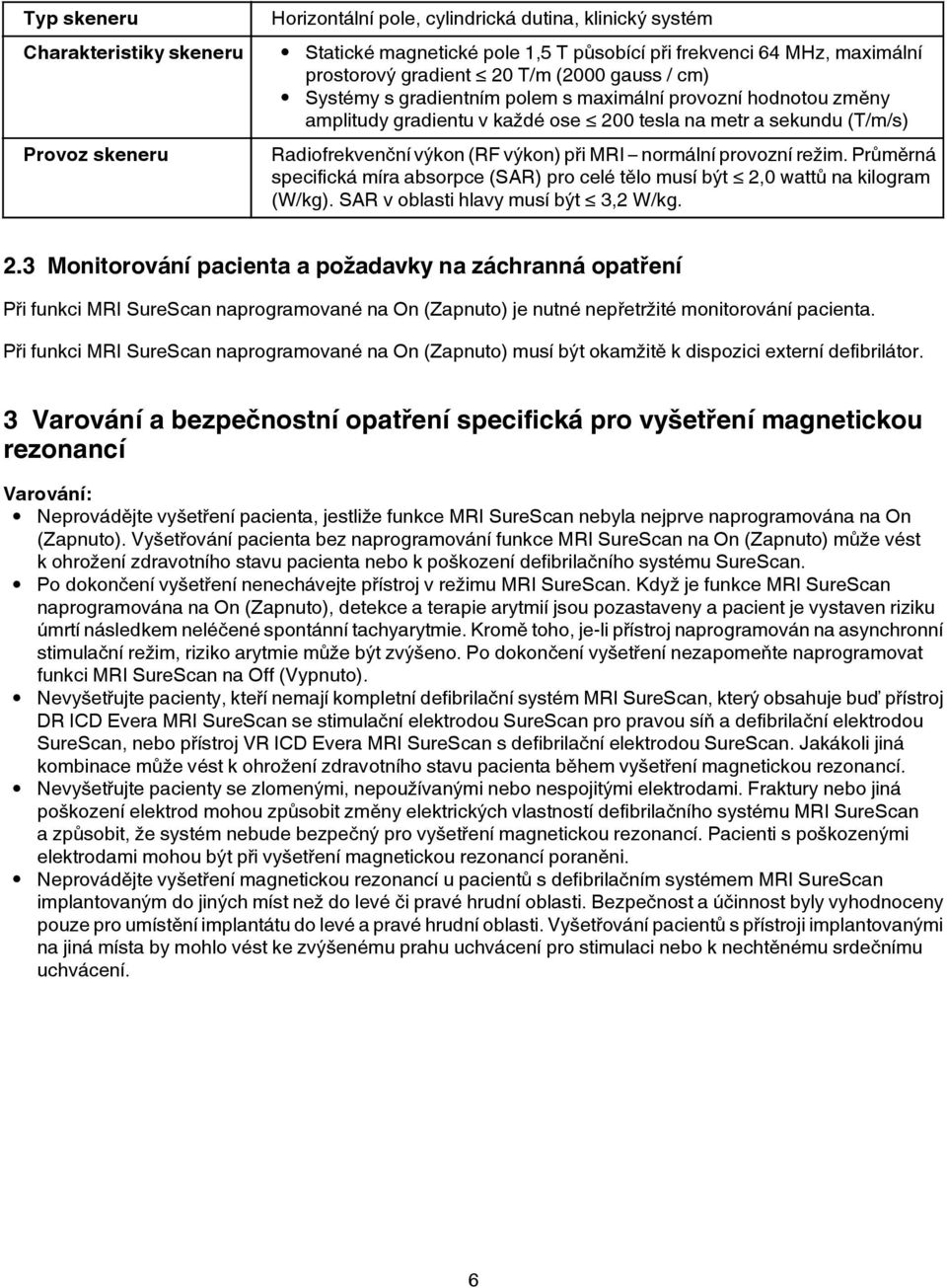 normální provozní režim. Průměrná specifická míra absorpce (SAR) pro celé tělo musí být 2,