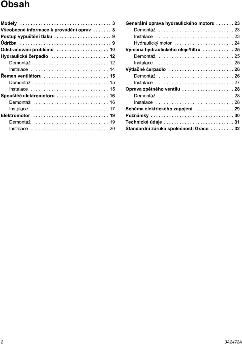 ............................ 15 Instalace.............................. 15 Spouštìè elektromotoru.................... 16 Demontáž............................. 16 Instalace.............................. 17 Elektromotor.