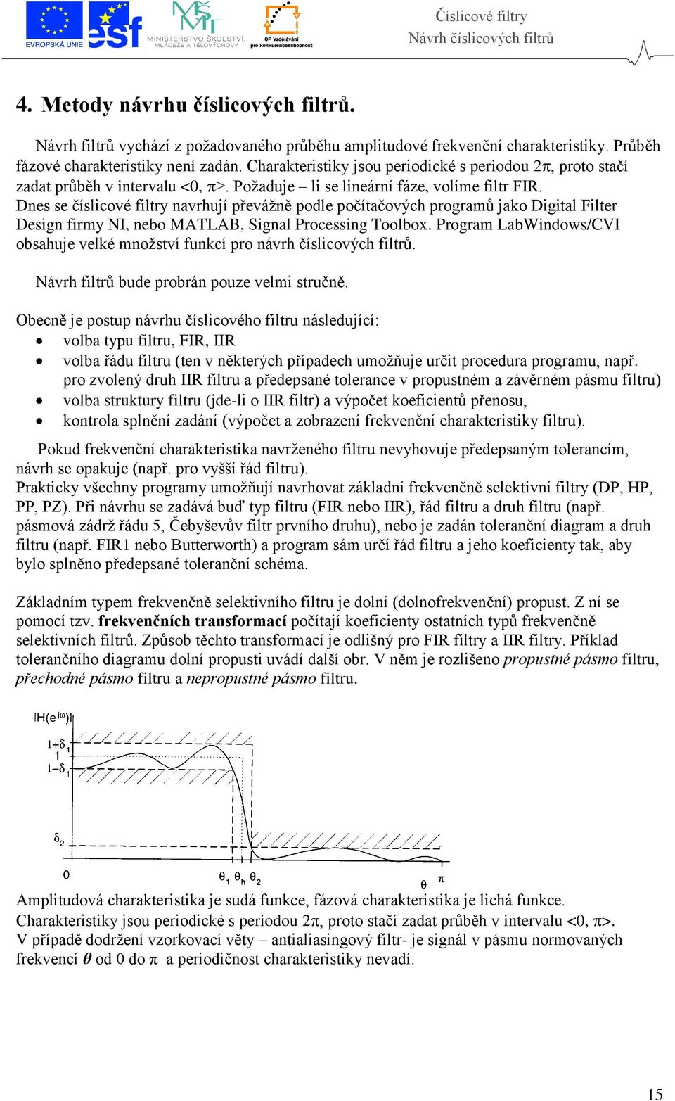 Des se číslcové fltry avrhují převážě podle počítačových programů jako Dgtal Flter Desg frmy NI, ebo MATLAB, Sgal Processg Toolbox.