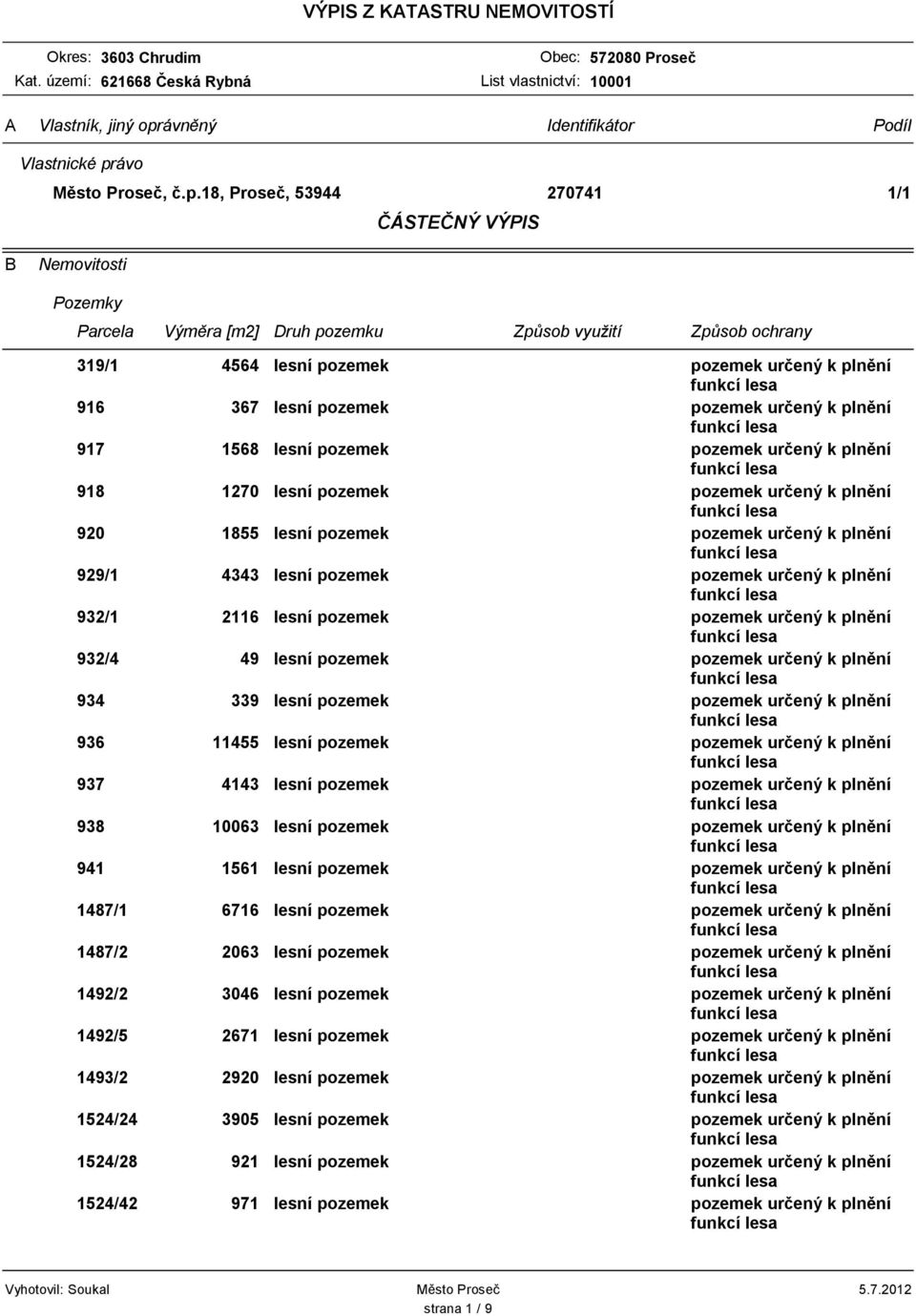 pozemek pozemek určený k plnění 934 339 lesní pozemek pozemek určený k plnění 936 11455 lesní pozemek pozemek určený k plnění 937 4143 lesní pozemek pozemek určený k plnění 938 10063 lesní pozemek