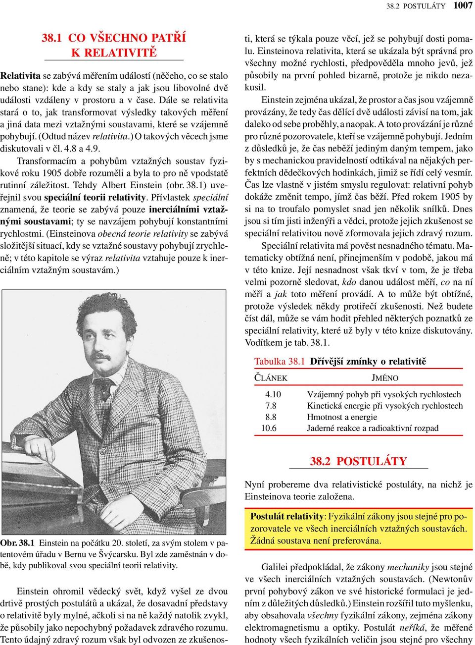 8 a 4.9. Transformacím a pohybům ztažných sousta fyzikoé roku 1905 dobře rozuměli a byla to pro ně podstatě rutinní záležitost. Tehdy Albert Einstein (obr. 38.