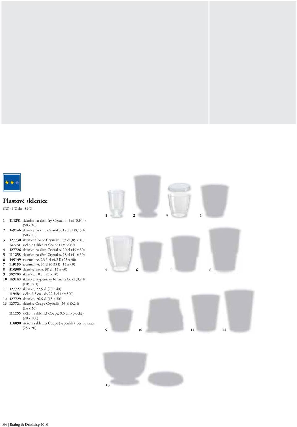 50300 sklenice Extra, 38 cl (5 x 0) 9 50700 sklenice, 0 cl (0 x 50) 0 98 sklenice, hygienicky balená, 3,6 cl (0, l) (050 x ) 777 sklenice,,5 cl (0 x 0) 98 víčko 7,5 cm, do,5 cl ( x 500) 779 sklenice,