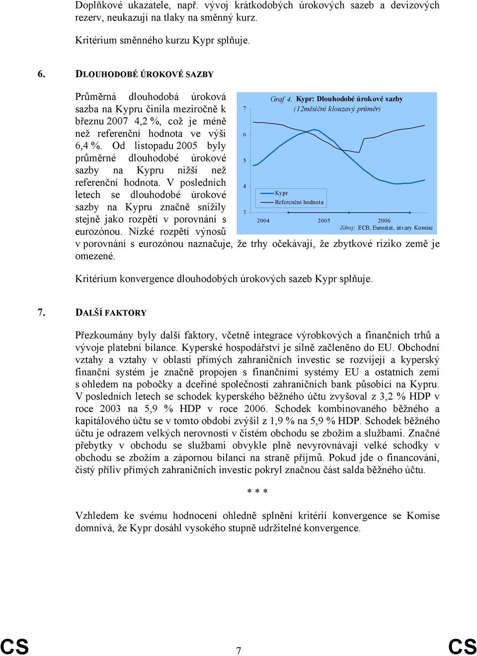 Od listopadu 2005 byly průměrné dlouhodobé úrokové sazby na Kypru nižší než referenční hodnota.