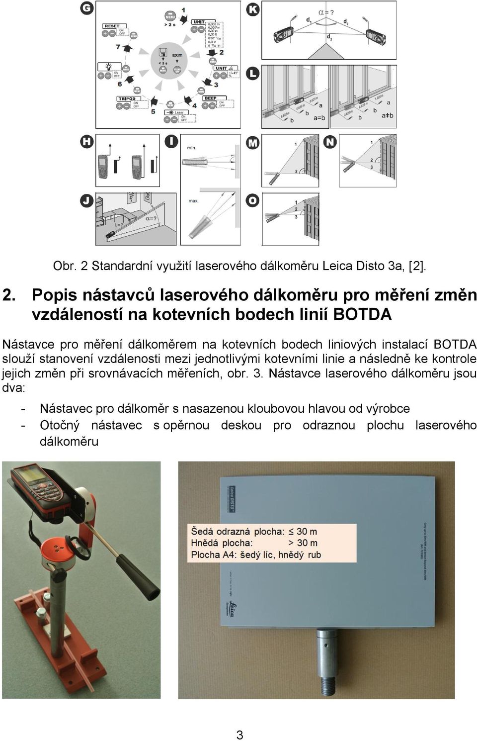 Popis nástavců laserového dálkoměru pro měření změn vzdáleností na kotevních bodech linií BOTDA Nástavce pro měření dálkoměrem na kotevních