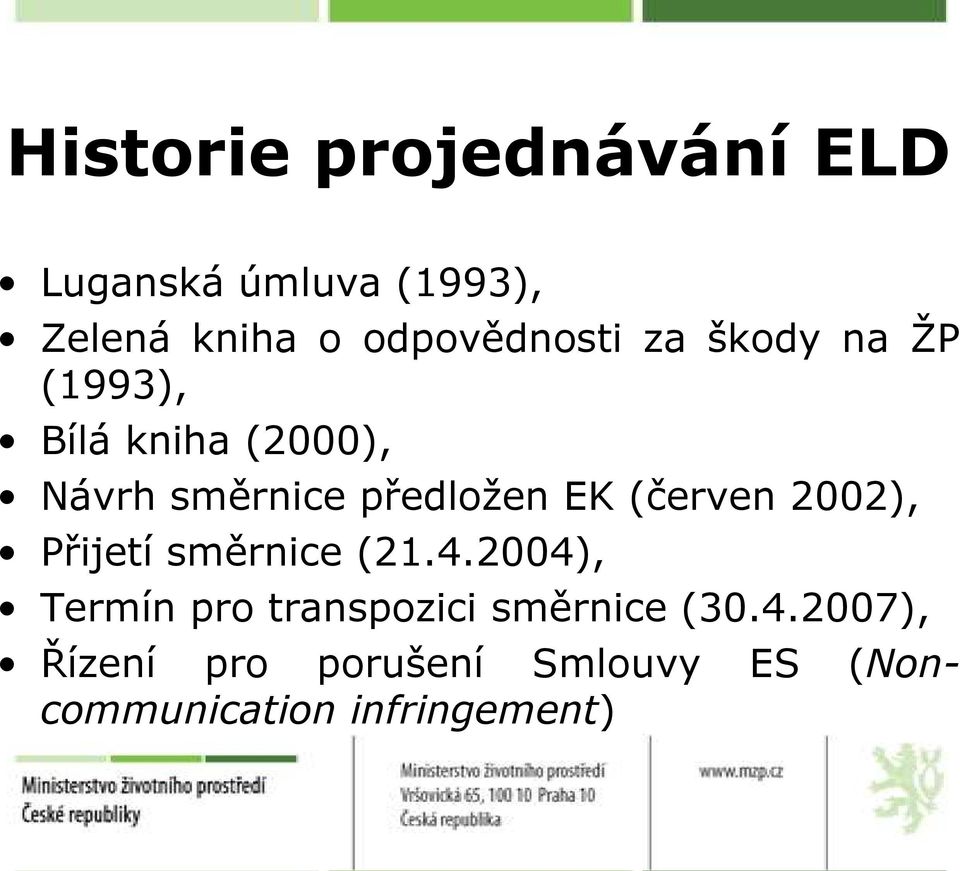 předloţen EK (červen 2002), Přijetí směrnice (21.4.