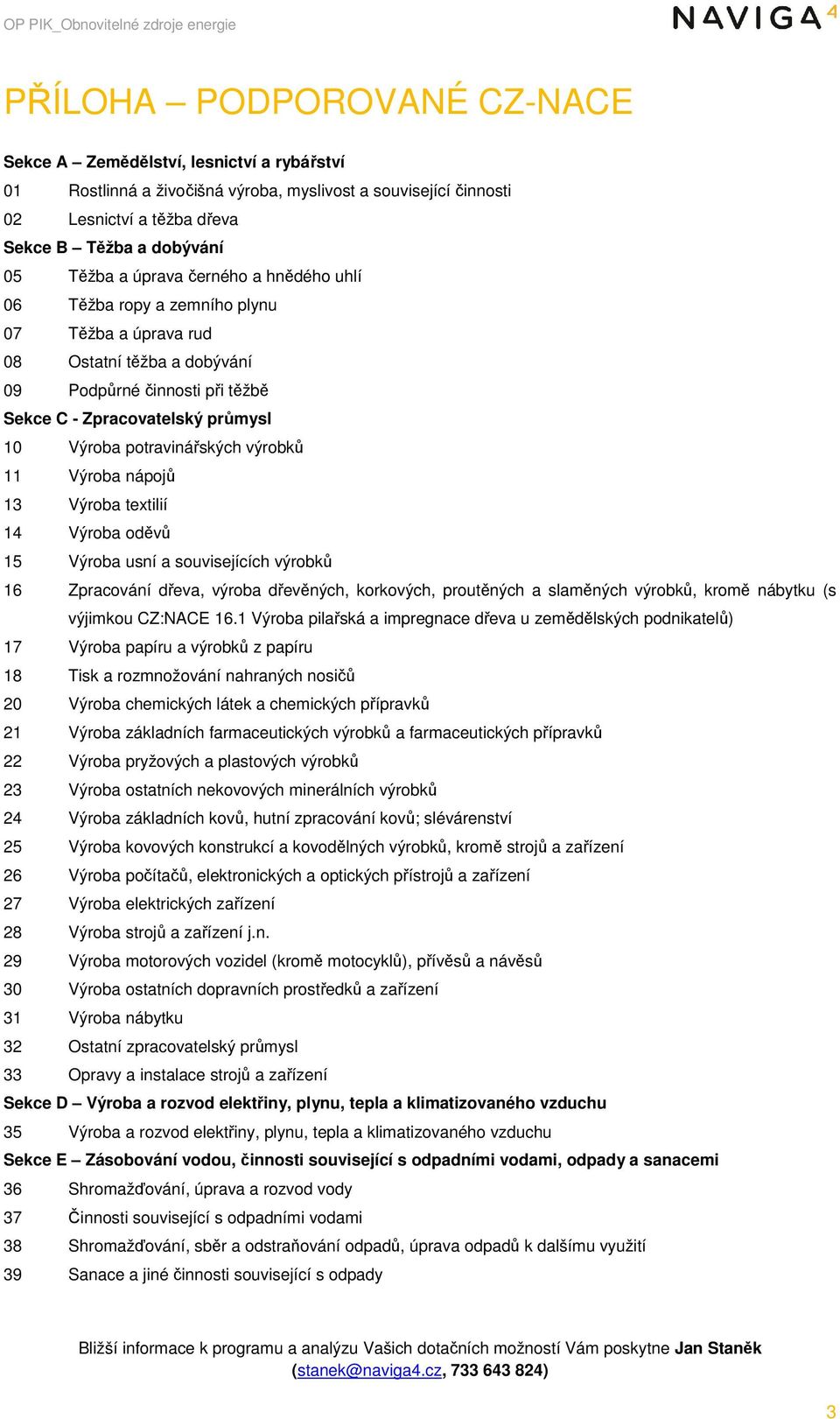 výrobků 11 Výroba nápojů 13 Výroba textilií 14 Výroba oděvů 15 Výroba usní a souvisejících výrobků 16 Zpracování dřeva, výroba dřevěných, korkových, proutěných a slaměných výrobků, kromě nábytku (s