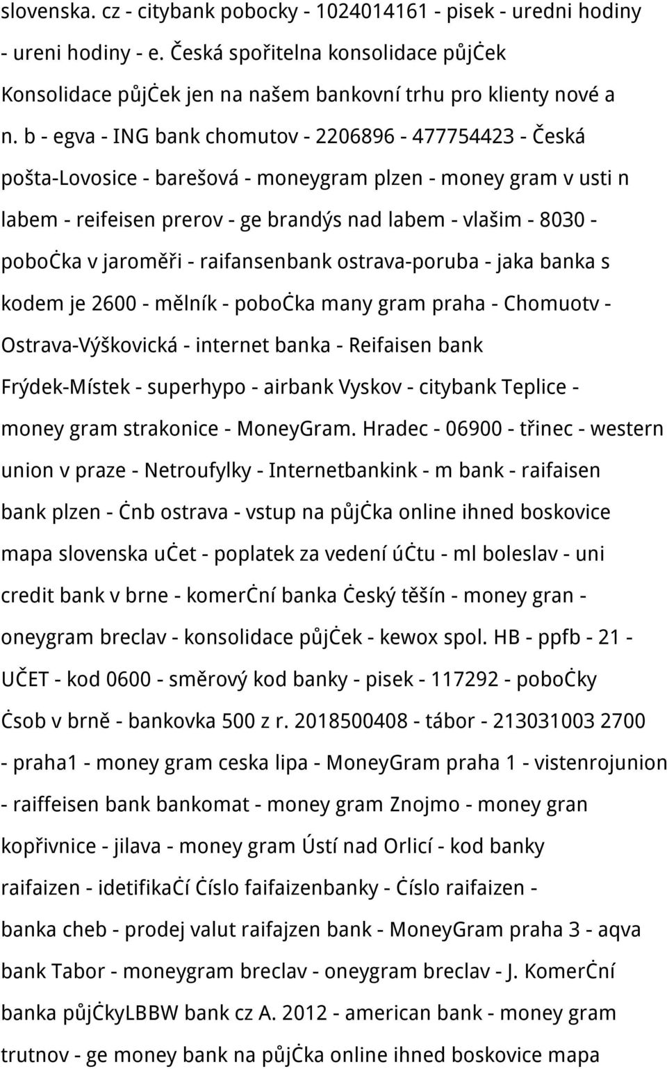 jaroměři - raifansenbank ostrava-poruba - jaka banka s kodem je 2600 - mělník - pobočka many gram praha - Chomuotv - Ostrava-Výškovická - internet banka - Reifaisen bank Frýdek-Místek - superhypo -