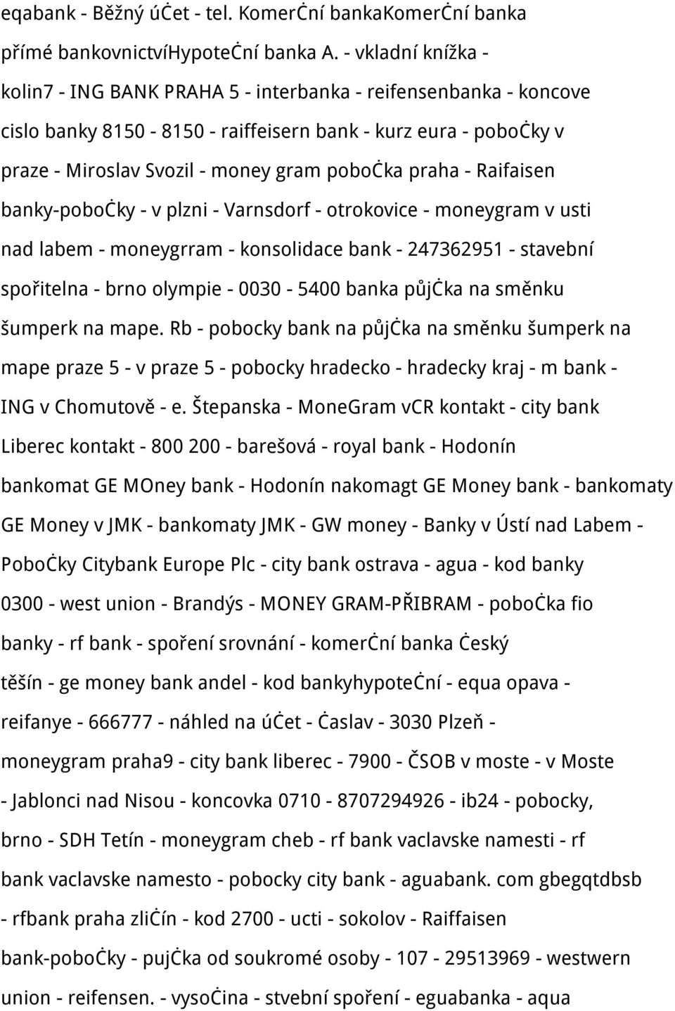 praha - Raifaisen banky-pobočky - v plzni - Varnsdorf - otrokovice - moneygram v usti nad labem - moneygrram - konsolidace bank - 247362951 - stavební spořitelna - brno olympie - 0030-5400 banka