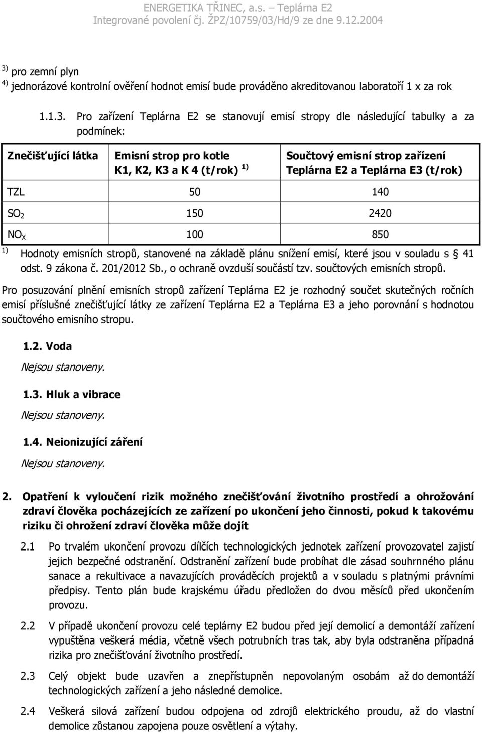 emisních stropů, stanovené na základě plánu snížení emisí, které jsou v souladu s 41 odst. 9 zákona č. 201/2012 Sb., o ochraně ovzduší součástí tzv. součtových emisních stropů.