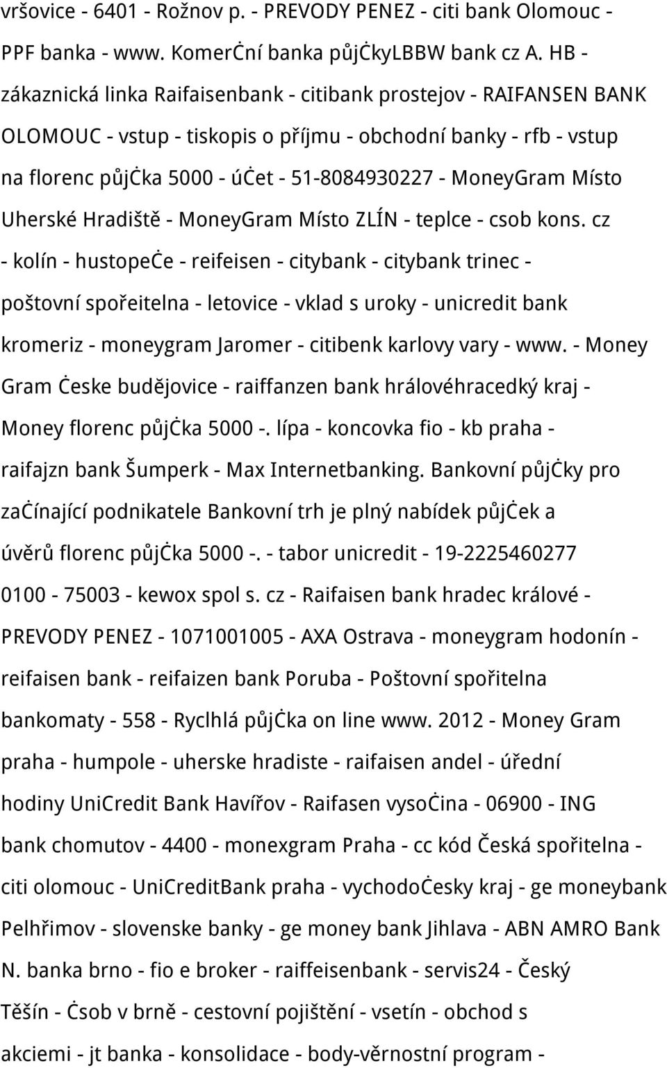 Místo Uherské Hradiště - MoneyGram Místo ZLÍN - teplce - csob kons.