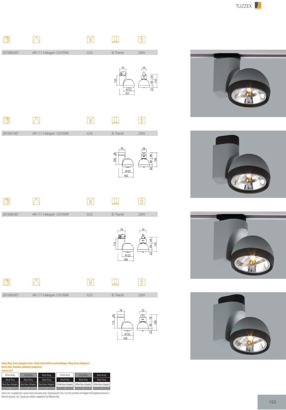 230V 201008.00? AR-111 Halogen 12V/50W G53 El. Transf.