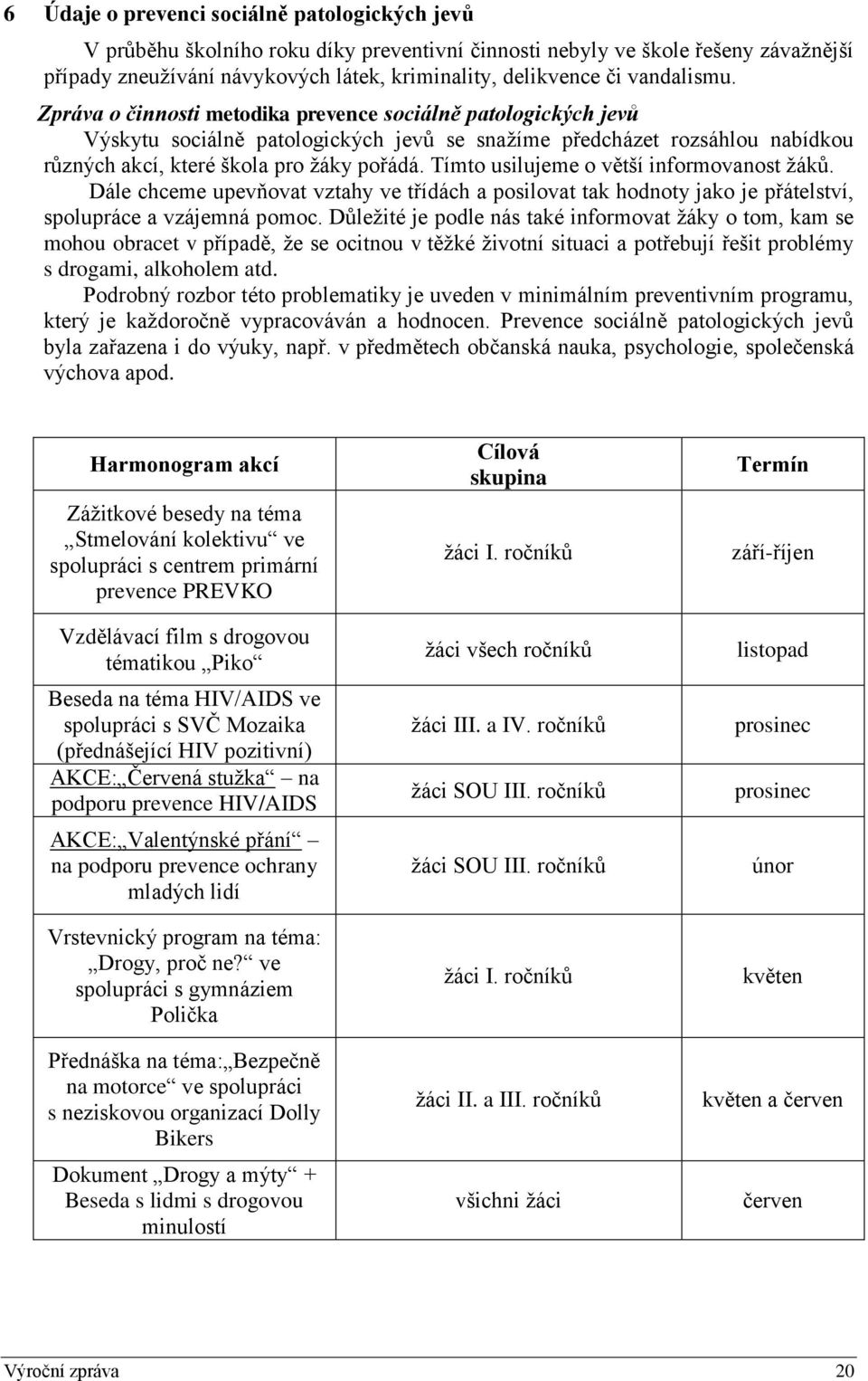 Tímto usilujeme o větší informovanost žáků. Dále chceme upevňovat vztahy ve třídách a posilovat tak hodnoty jako je přátelství, spolupráce a vzájemná pomoc.