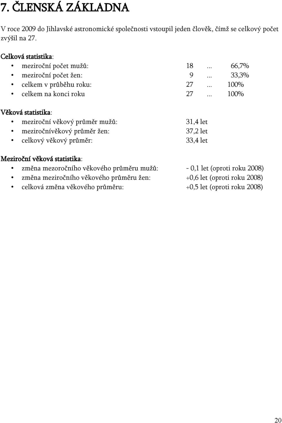 .. 100% Věková statistika: meziroční věkový průměr mužů: 31,4 let meziročnívěkový průměr žen: 37,2 let celkový věkový průměr: 33,4 let Meziroční věková