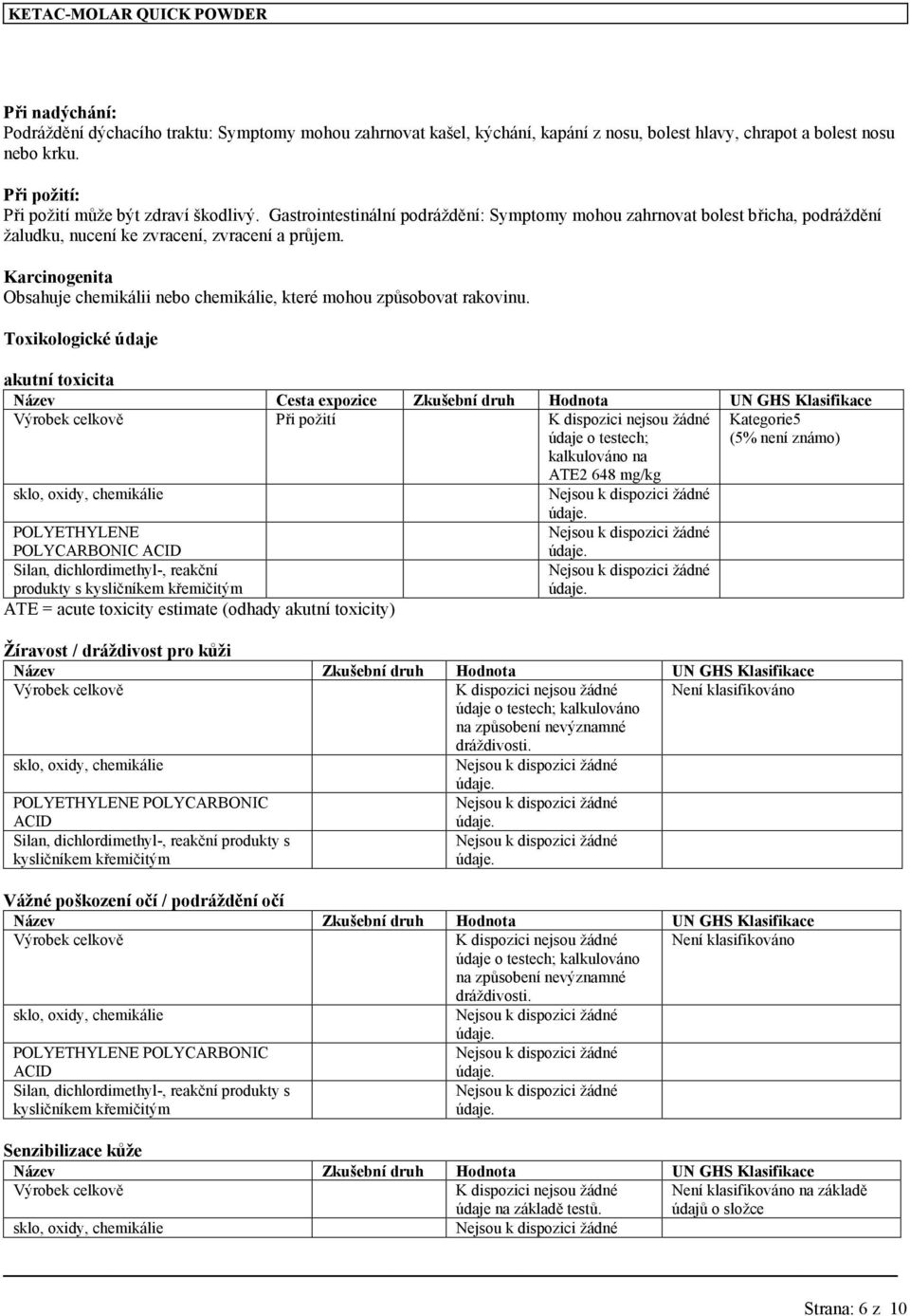 Karcinogenita Obsahuje chemikálii nebo chemikálie, které mohou způsobovat rakovinu.