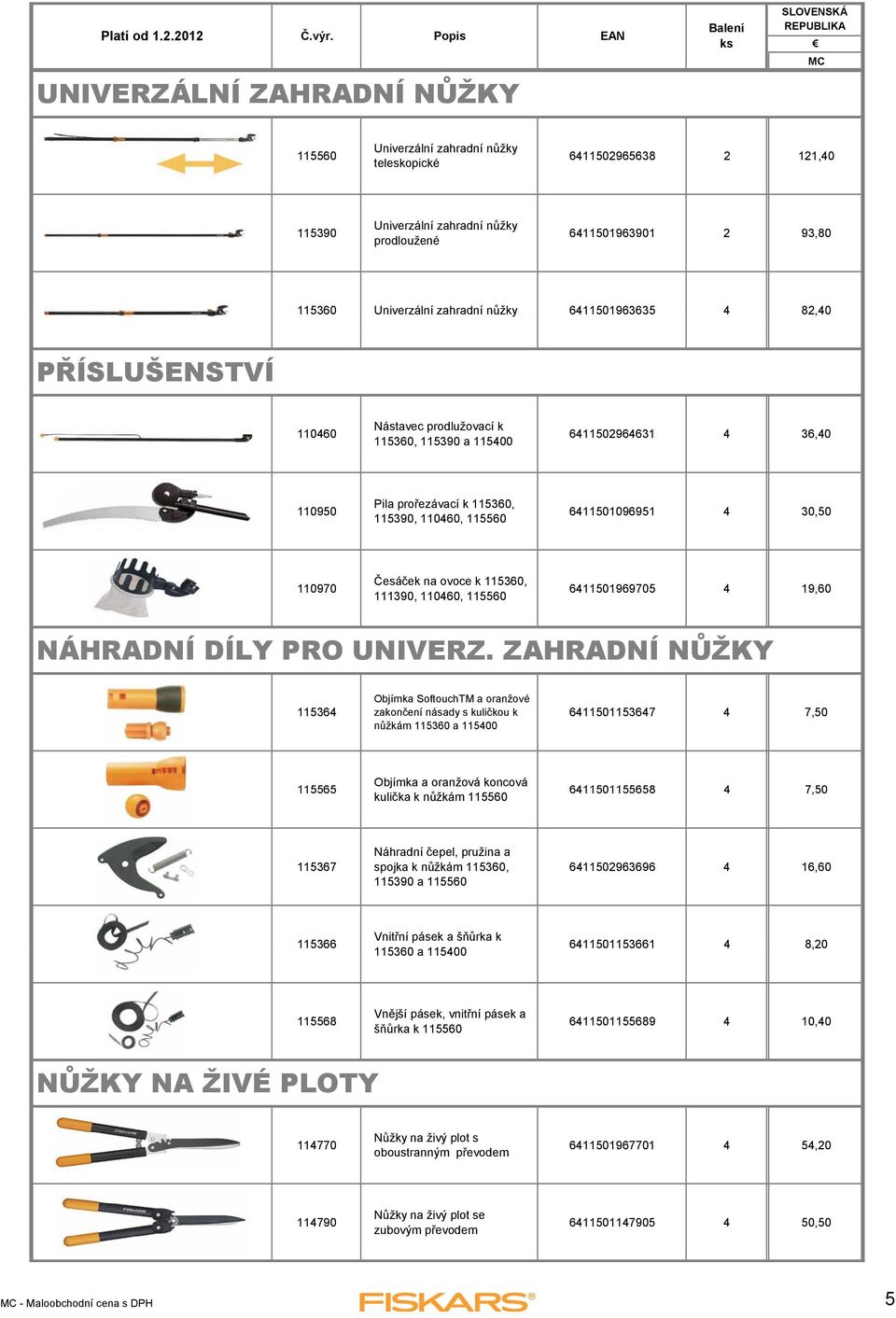 110970 Česáček na ovoce k 115360, 111390, 110460, 115560 6411501969705 4 19,60 NÁHRADNÍ DÍLY PRO UNIVERZ.