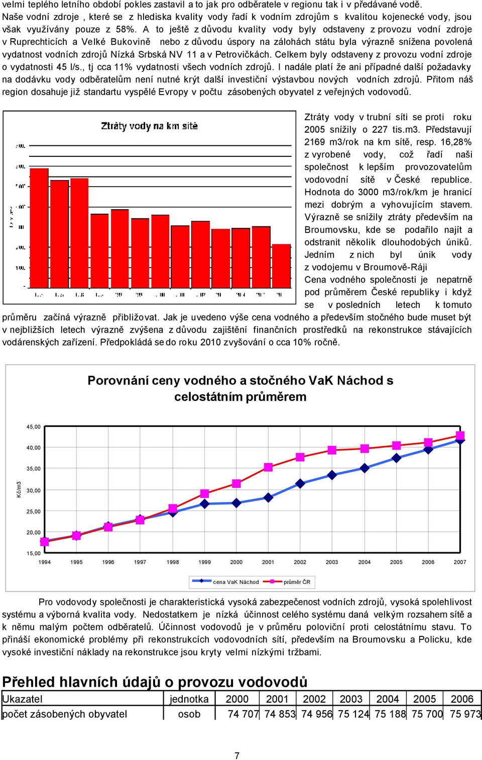 A to ještě z důvodu kvality vody byly odstaveny z provozu vodní zdroje v Ruprechticích a Velké Bukovině nebo z důvodu úspory na zálohách státu byla výrazně snížena povolená vydatnost vodních zdrojů