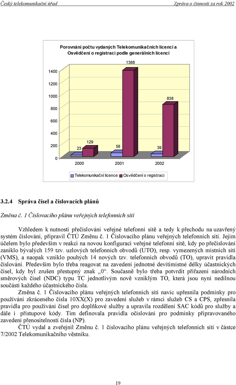 1 Číslovacího plánu veřejných telefonních sítí Vzhledem k nutnosti přečíslování veřejné telefonní sítě a tedy k přechodu na uzavřený systém číslování, připravil ČTÚ Změnu č.